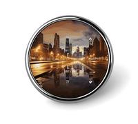 Spilla rotonda Chicago per uomo e donna, durevole ed elegante, distintivi in metallo leggero per camicie, giacche, cappelli