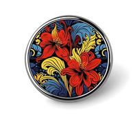 Spilla rotonda classica, rossa e gialla, resistente, alla moda, da bavero, regalo, accessori, distintivi personalizzati, decorazione per borsa, zaino, cappello