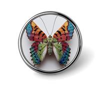 Spilla rotonda colorata a forma di falena, per uomo e donna, alla moda, accessorio per colletto, giacca, zaino