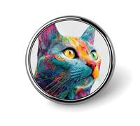 Spilla rotonda colorata a forma di gatto per uomo donna moda distintivo collare pin vestito giacca zaino accessori