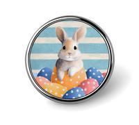 Spilla rotonda colorata a pois con uova e coniglio per uomo donna moda distintivo collare pin abito giacca zaino accessori