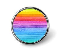 Spilla rotonda colorata con motivo a strisce disegnate a mano, con motivo ad acquerello arcobaleno, spilla da bavero liscia unisex, spilla leggera per gioielli artigianali, decorazione per accessor