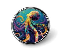 Spilla rotonda colorata con polpo divertente, spilla da bavero, spilla da cravatta per donne, uomini, impiegati, insegnanti, decorazioni