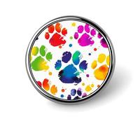 Spilla rotonda colorata con stampa di zampa di cane personalizzata in metallo, adatta per abbigliamento, borse, cappelli, spilla stampata umoristica, decorazione per feste, accessori per uomini e
