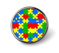 Spilla rotonda colorata PuzzlePieces sull'autismo, bottone, spilla, distintivo per abbigliamento e accessori di gioielleria