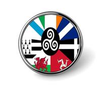 Spilla rotonda combinata con bandiera delle nazioni celtiche, spilla da bavero, cravatta, abiti, accessori per matrimoni, compleanni, per uomini e donne, Circular, Metallo