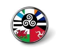 Spilla rotonda combinata con bandiera delle nazioni celtiche, spilla da bavero, cravatta, abiti, accessori per matrimoni, compleanni, per uomini e donne