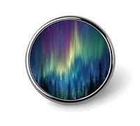 Spilla rotonda con albero di pino e luce colorata per uomo donna moda distintivo collare pin abito giacca zaino accessori