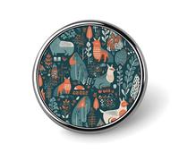Spilla rotonda con animali scandinavi, simpatica, smaltata, spilla da bavero, decorazione per abbigliamento, unisex, per cappelli, borse, camicie