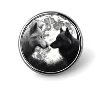 Spilla rotonda con animali selvatici Wolves Love Under The Moon da 25 mm/1 pollice, classica, porta spille, bottoni per camicie, vestiti, spilla individualistica