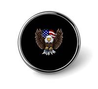 Spilla rotonda con aquila patriottica con bandiera degli Stati Uniti, in metallo, personalizzata, adatta per abbigliamento, borse, cappello, spilla stampata umoristica, decorazione per feste