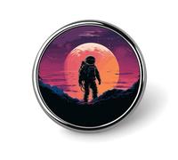 Spilla rotonda con astronauta alla moda, personalizzata, in metallo, adatta per abbigliamento, borse, cappelli, spilla stampata umoristica, decorazione per feste, accessori per uomini e donne
