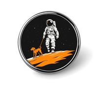 Spilla rotonda con astronauta che cammina a forma di cane per uomo donna moda distintivo collare pin vestito giacca zaino accessori