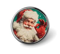 Spilla rotonda con Babbo Natale sorridente che saluta con i guanti, mano OK, per uomo e donna, spilla alla moda, spilla da colletto, abito, giacca, zaino, accessori