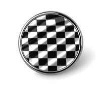 Spilla rotonda con bandiera a scacchi nera bianca e nera in metallo personalizzata, adatta per abbigliamento, borse, cappelli, spilla stampata umoristica, decorazione per feste, accessori per uomini e