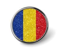 Spilla rotonda con bandiera della Romania con motivo scintillante, spilla da bavero, spilla da cravatta per donne, uomini, impiegati, insegnanti, decorazioni