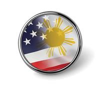 Spilla rotonda con bandiera delle Filippine e degli Stati Uniti, spilla commemorativa in metallo, spilla da bavero, spilla da cravatta, kit per cappelli, camicie, vestiti, borse, decorazioni
