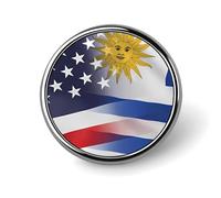 Spilla rotonda con bandiera dell'Uruguay e degli Stati Uniti, spilla commemorativa in metallo, spilla da bavero, distintivo da cravatta, kit per cappelli, camicie, abbigliamento, borse e decorazioni.