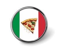 Spilla rotonda con bandiera italiana, a forma di pizza, per cravatta, abiti, matrimoni, compleanni, per uomini e donne