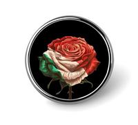 Spilla rotonda con bandiera messicana, spilla personalizzata con bottone, spilla da bavero, fiore di rosa, per la decorazione di abbigliamento