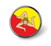 Spilla rotonda con bandiera siciliana in lega di alluminio, spille, spille con retro per cappelli, giacche, camicie, borse