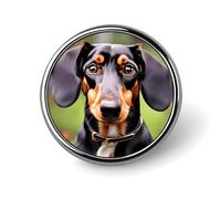 Spilla rotonda con bassotto Weiner per cani da compagnia, in metallo, personalizzata, adatta per abbigliamento, borse, cappelli, spilla stampata umoristica, decorazione per feste, accessori per uomini