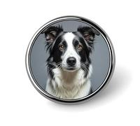 Spilla rotonda con bordo Collie, simpatica, smaltata, spilla a bottone, decorazione per abbigliamento, unisex, porta badge, cappelli, borse, camicie, decorazione