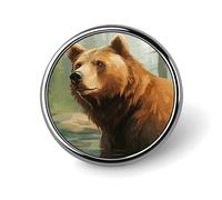 Spilla rotonda con bottone alla moda, spilla da bavero con orso bruno,borse, abiti, accessori, spilla da bavero in