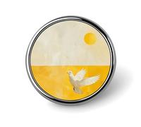 Spilla rotonda con bottone alla moda "Una colomba bianca vola",borse, abiti, accessori, spilla da bavero in metall