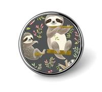 Spilla rotonda con bradipo dei cartoni animati, spilla da bavero, spilla da cravatta per donne, uomini, impiegati, insegnanti, decorazioni