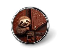 Spilla rotonda con bradipo su cerniera per uomo e donna, spille resistenti ed eleganti, spille in metallo leggere per camicie, giacche e cappelli.