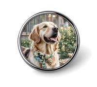 Spilla rotonda con cane Golden Retriever, spilla da bavero resistente da 2,5 cm, versatile, spilla decorativa leggera per accessori di abbigliamento, regali personalizzati