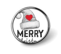 Spilla rotonda con cappello di Babbo Natale, per uomo e donna, alla moda, spilla per colletto, giacca, zaino, accessori