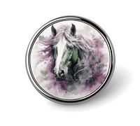 Spilla rotonda con cavallo verde per uomini e donne, spille da bavero resistenti ed eleganti, distintivi in metallo leggero per camicie, giacche, cappelli