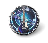 Spilla rotonda con chitarra elettrica magica, spilla da bavero resistente da 2,5 cm, versatile, spilla decorativa leggera per accessori di abbigliamento, regali personalizzati