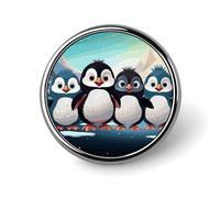 Spilla rotonda con cinque simpatici pinguini, spilla da bavero personalizzata, elegante, per uomo e donna, accessorio decorativo per costumi