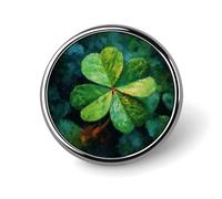 Spilla rotonda con ciondolo portafortuna a forma di trifoglio, per uomo e donna, alla moda, per colletto, giacca, zaino, accessori