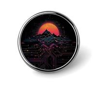 Spilla rotonda con circuito stampato Sun Mountain, spilla da bavero, spilla da cravatta per donne, uomini, impiegati, insegnanti, decorazioni