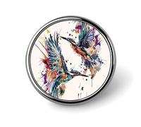 Spilla rotonda con colibrì ad, ideale come spilla da bavero o da cravatta per uomo e donna, da ufficio o per insegnanti.