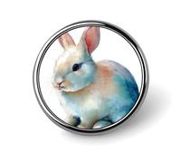 Spilla rotonda con coniglio in vibrante per uomo e donna, spilla da colletto, abito, giacca, zaino, accessori