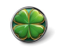 Spilla rotonda con cornice dorata a forma di trifoglio verde per uomo e donna, spilla da colletto, abito, giacca, zaino, accessori