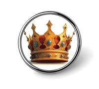 Spilla rotonda con corona d'oro per un re, per uomo e donna, alla moda, spilla per colletto, giacca, zaino, accessori