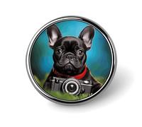 Spilla rotonda con cucciolo di bulldog francese con macCina fotografica per uomo e donna, spille resistenti ed eleganti, spille in metallo leggere per camicie, giacche e cappelli.