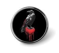 Spilla rotonda con cuore sanguinante e corvo nero, spilla, bottone, bavero, cravatta, distintivo, cappello, abbigliamento, accessori per uomo e donna