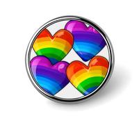 Spilla rotonda con cuori colorati arcobaleno Gay Pride Badge personalizzato in metallo spilla da bavero adatta per abbigliamento borse cappello spilla stampata umoristica distintivo decorazioni per