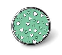 Spilla rotonda con cuori verdi sparsi su menta, per uomo e donna, alla moda, accessorio per colletto, giacca, zaino