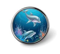 Spilla rotonda con delfino e pesce carino smalto spilla spilla spilla personalizzata abbigliamento decorazione unisex porta badge cappelli borse camicie decorazione