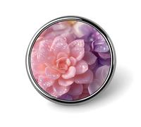 Spilla rotonda con delicati fiori pastello e gocce di rugiada per uomo e donna, accessorio alla moda per colletto, giacca, zaino.