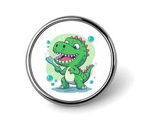Spilla rotonda con dinosauro che si lava i denti, spilla da bavero, spilla da cravatta per donne, uomini, impiegati, insegnanti, decorazioni