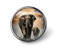 Spilla rotonda con distintivo a forma di elefante nella nebbia, spilla da bavero alla moda, spilla in metallo leggera, accessorio decorativo per costumi da uomo e donna